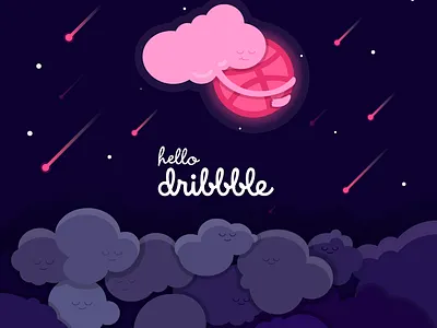 Dridddle shot. Night dribbble ball dribbble shot illustration