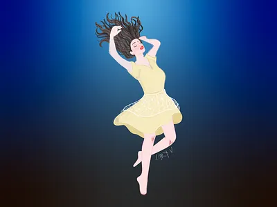 Girl in the water animation design illustration ui