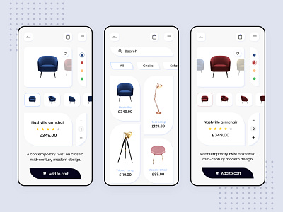 Furniture Store - App design adobe animation app app design application daily design flat furniture minimal minimalist mobile online shop shopping app store store app ui ux xd