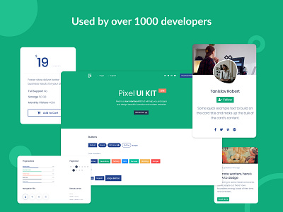 Pixel Lite Free Bootstrap UI Kit badges bootstrap bootstrap 4 bootstrap4 buttons cards clean colorful components modern profile card progress bars themesberg ui kit ui kits