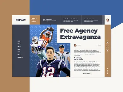 Replay. Sports News clean color graphic design landing modern news replay sports typography ui uiux design ux web web design web landing