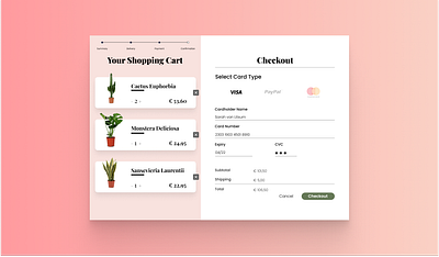 Daily UI #02 - Creditcard Checkout app checkout creditcard daily ui dailyui dailyui002 pastel plant plantshop uidesign ux ui uxui