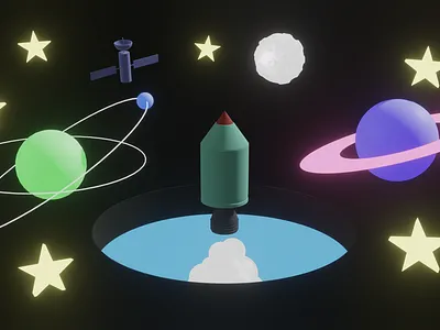 Space Adventure Time 3d animation 3d art blender blender 3d illustraion planet rocket space