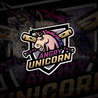 Angry Unicorn design logo vector