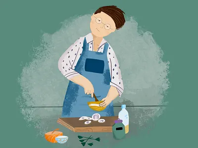The Hipster Chef apron illustration cook cooking cutting board graphicdesign hipster cook illustration illustration art kitchen kitchen illustration men cooking