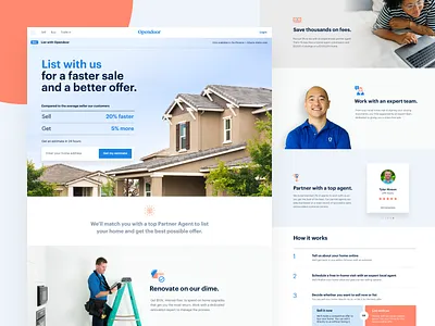 Listing product landing page brand home house landing layout listing opendoor real estate ui web