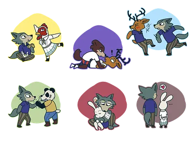 Beastars Montage Decals (7-12) anime beastars decals manga stickers