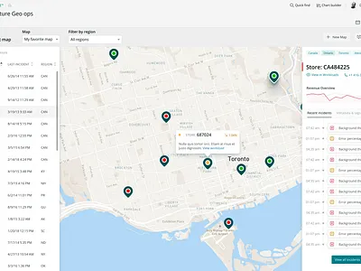 Infrastructure Geo Ops - Location Hover comparison map marker pin popover status tooltip
