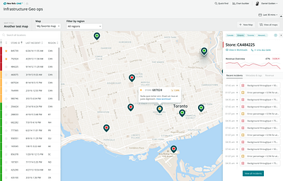 Infrastructure Geo Ops - Location Hover comparison map marker pin popover status tooltip