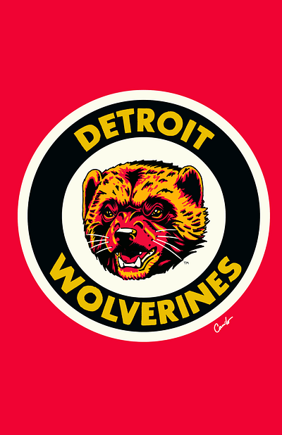 Detroit Wolverines Est. 1881 (mascot wip) animal baseball detroit hand drawn illustration mascot wolverine