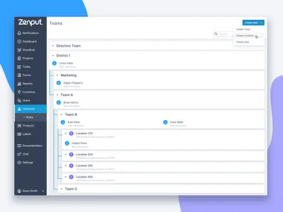 ZP Hierarchy View app color create interface sass teams ui ux
