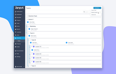 ZP Hierarchy View app color create interface sass teams ui ux