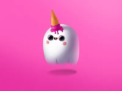 Hey! I'm a Unicorn 3d style character cute ghost icecream illustration pink unicorn unicorns