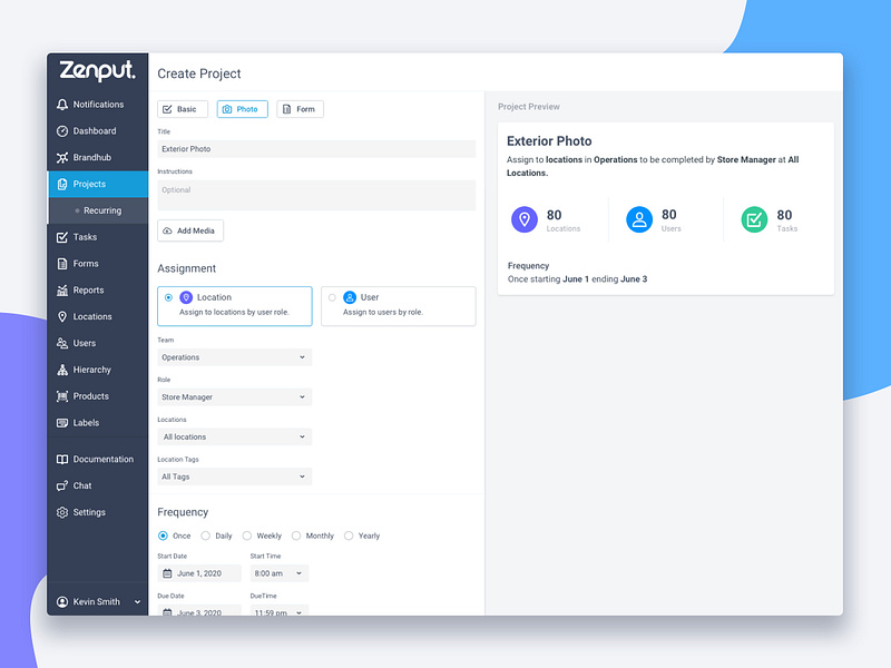 Project Creation 2.0 app application assign assignment builder color create dashboard interface product design project creation sass tasks ui ux