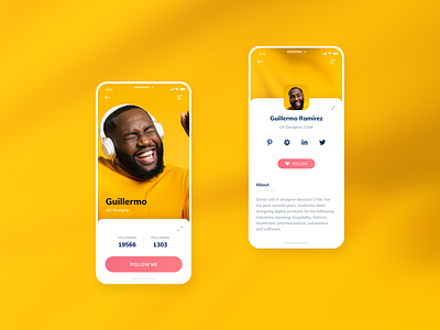 User Profile / Perfil del usuario app appdesign colors daily ui challenge dailyui desafio ui diseño interfacedesign ui userinterface ux visual design yellows