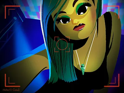 In Focus angle art camera character design disco flat girl illustration in focus light low spotlight