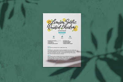 Lemon Garlic Roasted Chicken card editorial editorial layout illustration lemons lettering print recipe