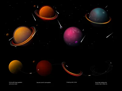 Some fancy planets .2 andromeda colors design illustration milkyway planet planets ui vector