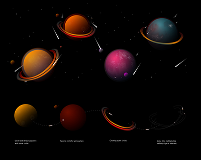 Some fancy planets .2 andromeda colors design illustration milkyway planet planets ui vector