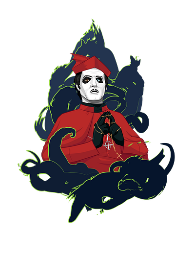 Cardinal Copia: Smoke and Rosary adobe illustrator cardinal cardinal copia design digital ghost ghostband illustration illustrator metal papa emeritus vector