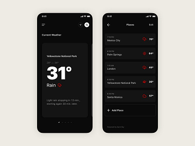 Weather app — revised app ui branding dark mode ios ios app ios app design product design weather weather app