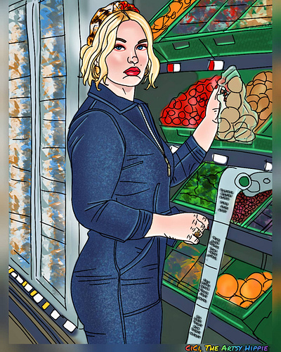 Jess At The Grocers art artist design digital art editorial illustration illustration illustrations portrait