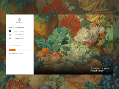 Art Class Login Concept art bootstrap class colorful email facebook google interaction design login painting sign in twitter ui design ui ux web design web page