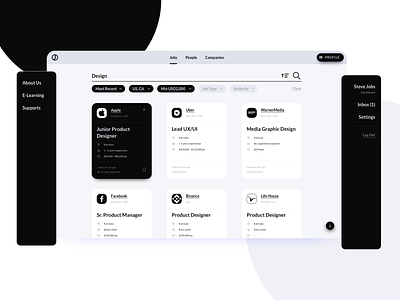 Job Boards (Concept) black and white concept design design sketchapp ui ux vector