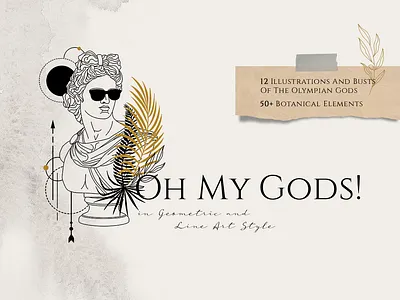 Oh My Gods! Olympian Gods In Line Art aphrodite apollo ares artemis athena botanical bust floral geometric god goddess hera hermes line lineart poseidon sculpture statue tropical zeus