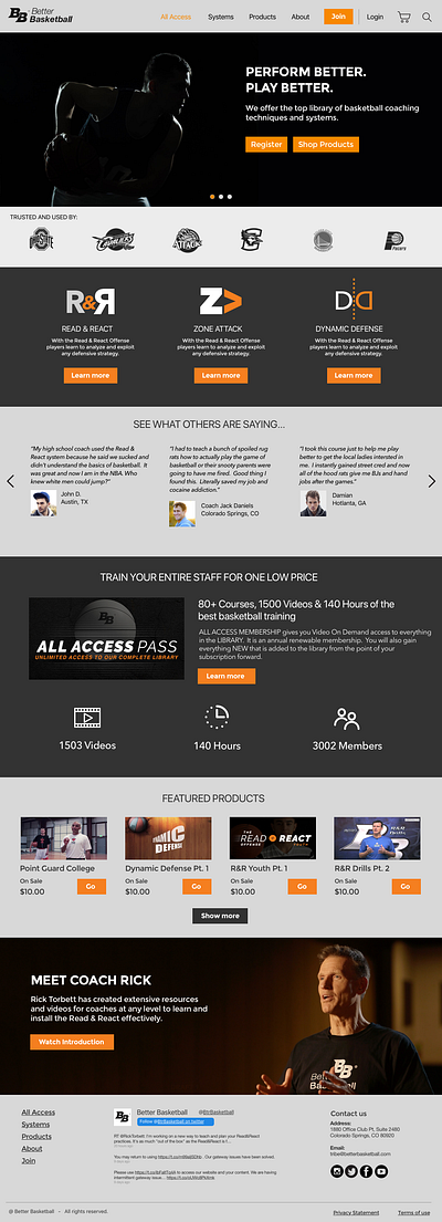 Better Basketball Training System Web Design branding design ui web design