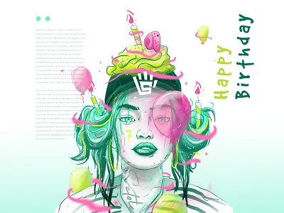 HAPPY BIRTDAY beautiful girl birthday card design digitalart happy birthday illustration merchandise merchant setole tosca woman