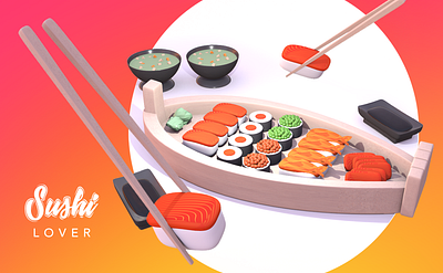 Sushi 3d 3d art illustration vectary vectary 3d