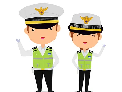 south korean traffic police animation design flat illustration illustrator minimal vector web