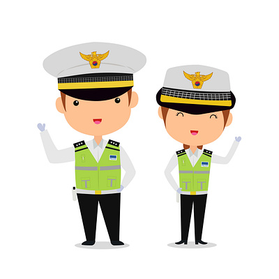 south korean traffic police animation design flat illustration illustrator minimal vector web