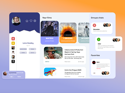 movie app app app design cards chat cinema design films ui ux web