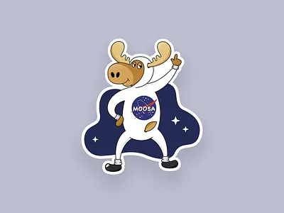 MOOSA design flat illustration illustrator moose nasa planet space sticker vector