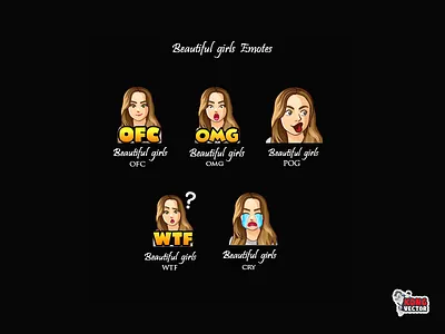 Beautiful girls Twitch Emotes bautiful carakter cartoon cry customemote design emoji emote emoteart emotes graphicforstream ofc omg pog poster design streamers twitch twitchemote twitchemotes wtf