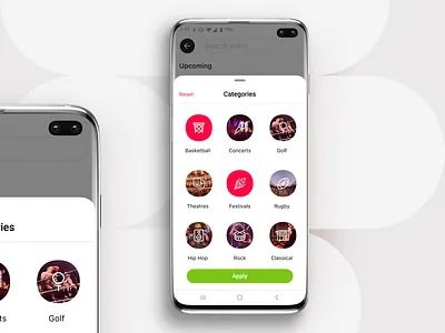 Event App - Search app application basketball categories choices event favorites festivals ios iphone mobile music personalization preferences search sports ui
