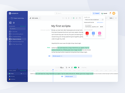 Scripta: Editing Podcasts audio dashboad dashboard design data employee scheduling interface design product design saas user interface