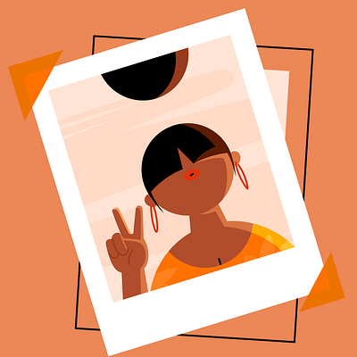 Polaroid character illustration instagram polaroid selfie social vector woman