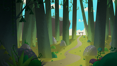 Hi Dribbblers! animation background environment forest illustration illustrations mood morning morningmood path