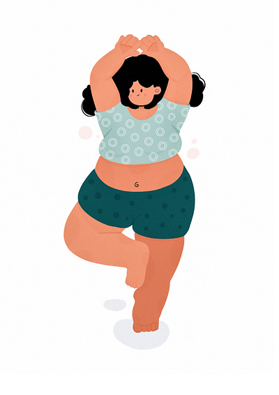 Tree Pose Revisit body positive bodypositive character cute design graphic design happy illustration illustrator vector art yoga yoga app yoga pose