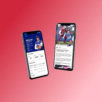 Sports News App adobe xd app design buffalo football interface design ios iphone x mobile app design mockup news nfl sports stats ui design uiux user interface