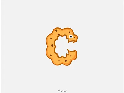 Cookie Monster Letter C 36daysoftype alphabet cookie illustration language logo minimalist monsters