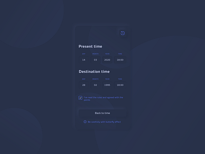 Back To Time App dark app dark mode dark theme dark ui design flat minimal neomorphism shadow typography ui uiux vector