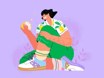 Lemon lover | product design 2d animation apple character design girl illustration juice limon logo plants product sale soda ui