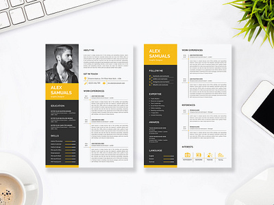 Resume 2page 1 page resume 2 page resume a4 blue clean clean resume cover letter creative cv cv template design document infographic microsoft word minimalist modern modern resume photoshop portfolio professional