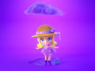 play with the rain 3d cinema4d design octane photoshop shanghai