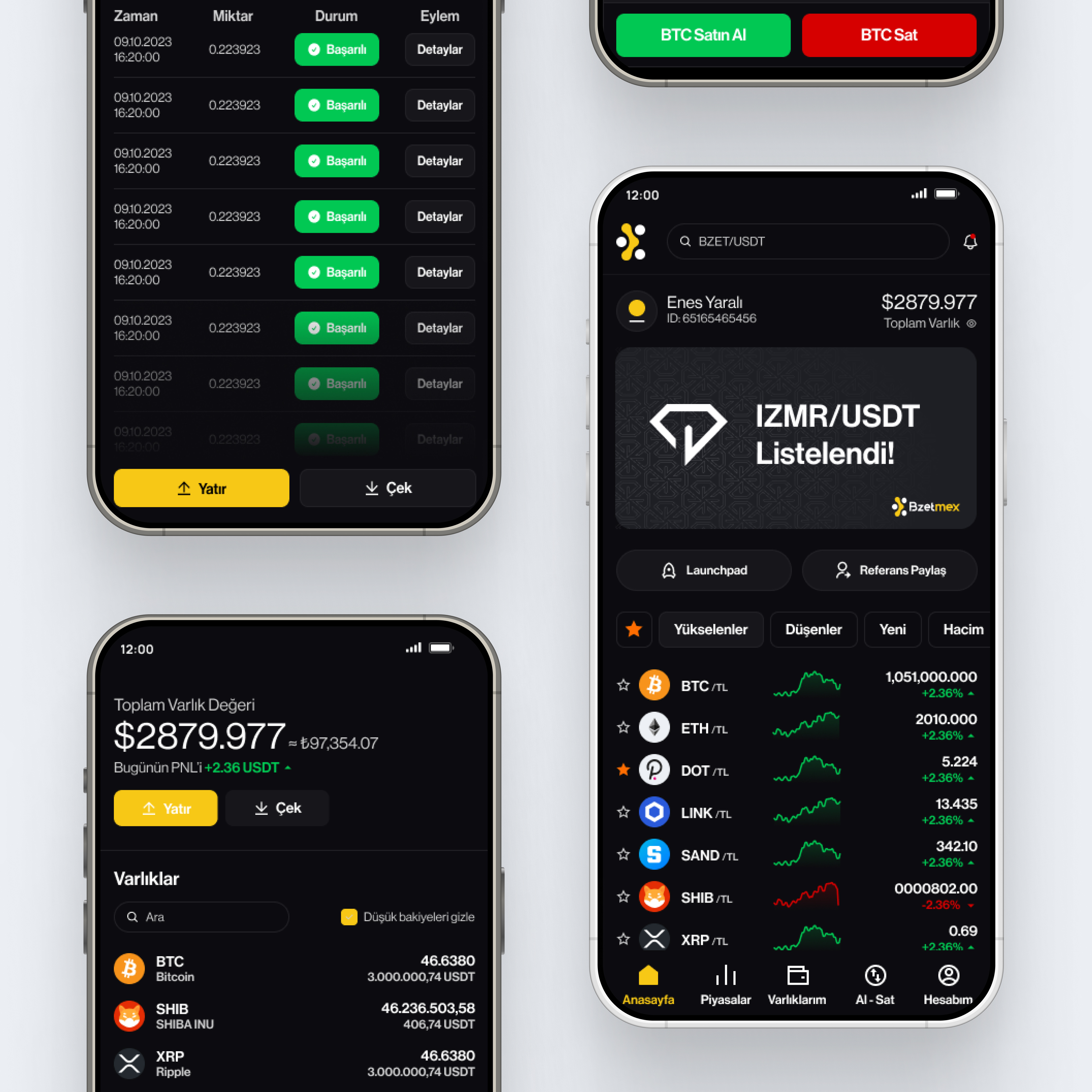 Example of Bzetmex Cryptocurrency Exchange Mobile App UI Design