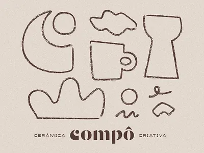 Compô Creative Ceramic abstract branding ceramic design earthy flat graphic design icon illustration logo mark minimal pottery simple